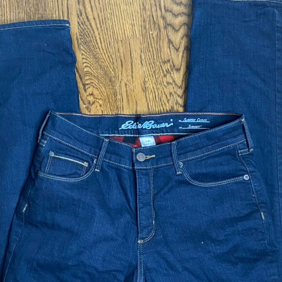 Eddie Bauer flannel lined jeans Slightly Curvy Straight leg size 10T New - Picture 6 of 7